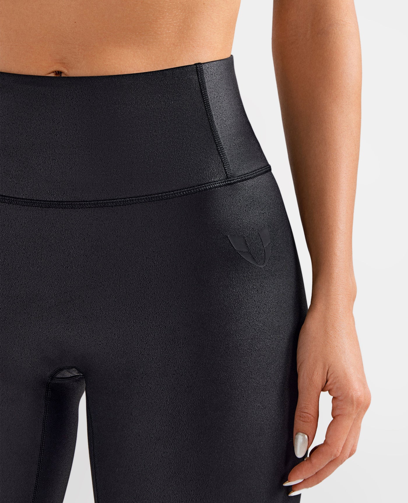 Cargo-Power-Leggings aus Kunstleder - Schwarz