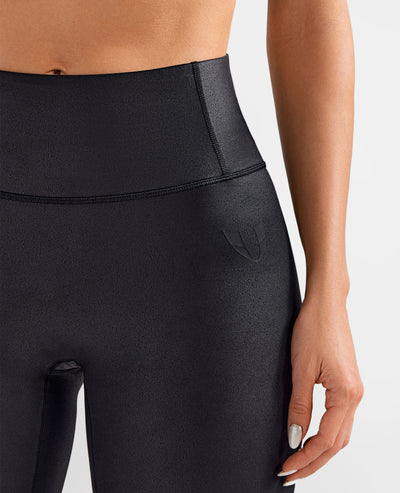 Cargo-Power-Leggings aus Kunstleder - Schwarz